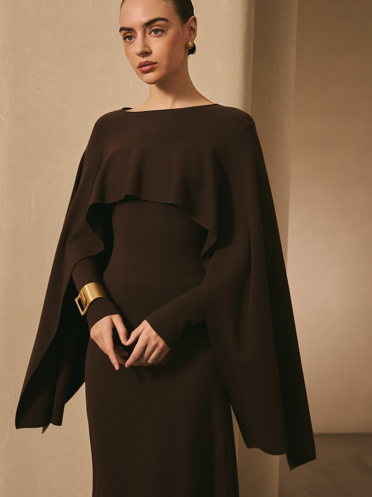 Viscose jumper with long cape