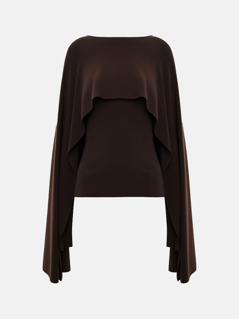 Джемпер из вискозы с длинной накидкой