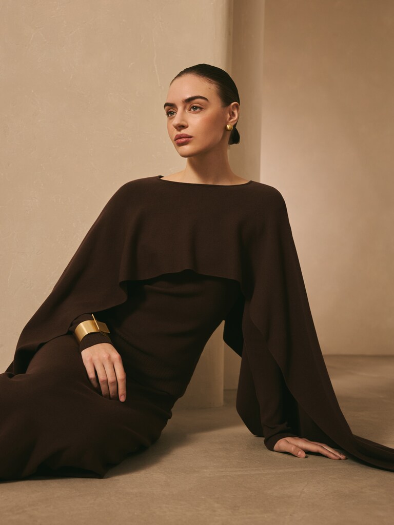 Viscose jumper with long cape