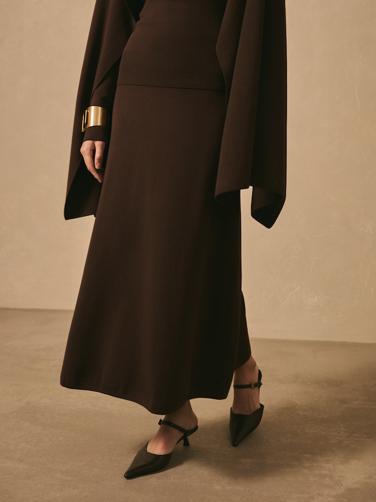 Viscose flared midi skirt