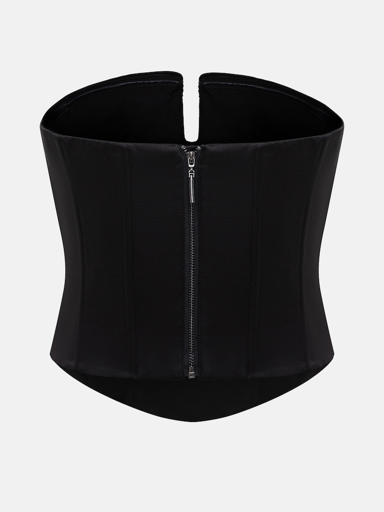 Satin corset with small chest pleats