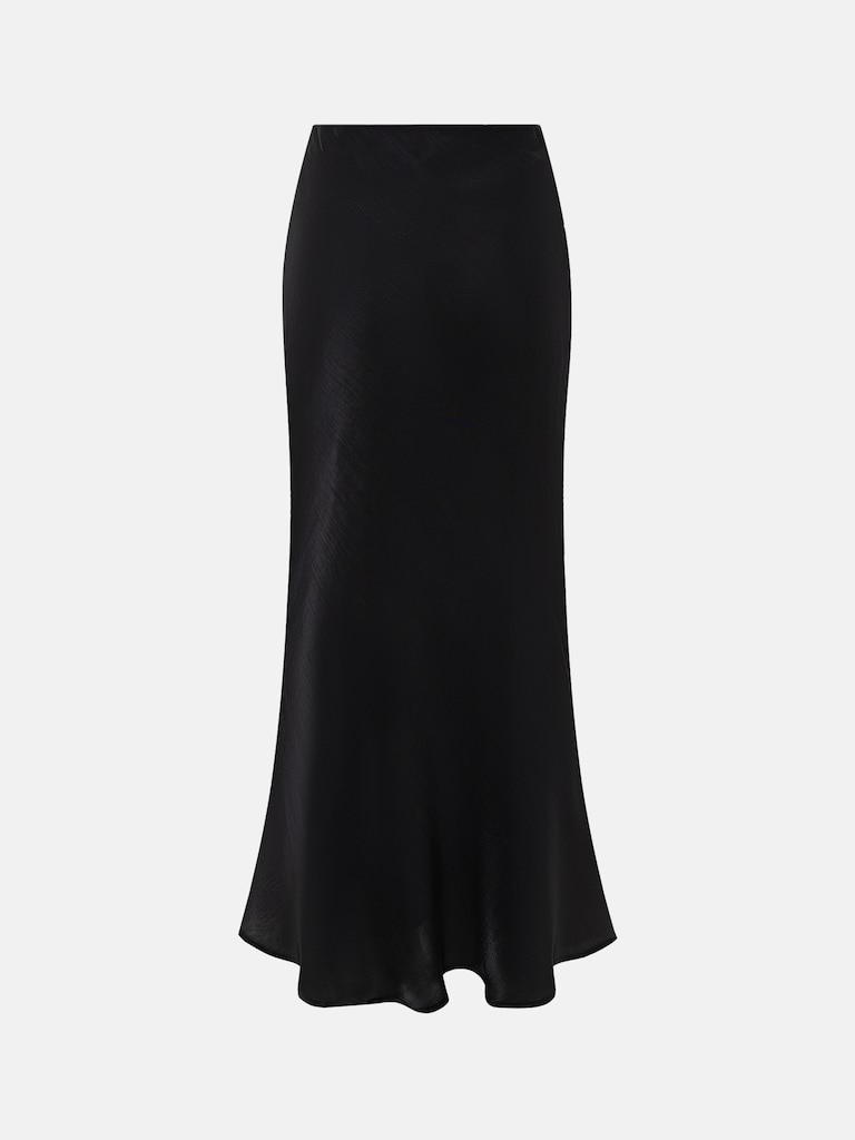 Юбка макси из сатина с драпировкой на бедрах
