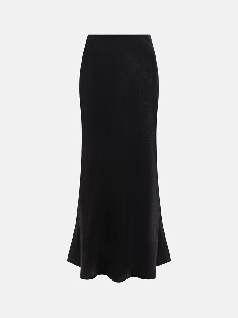 Юбка макси из сатина с драпировкой на бедрах