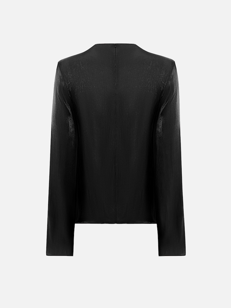 Asymmetrical blouse in shiny fabric