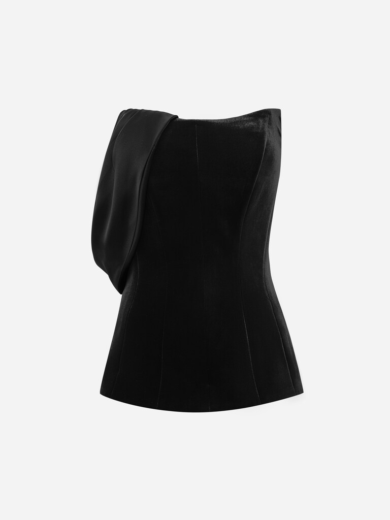 Velvet corset with satin draping