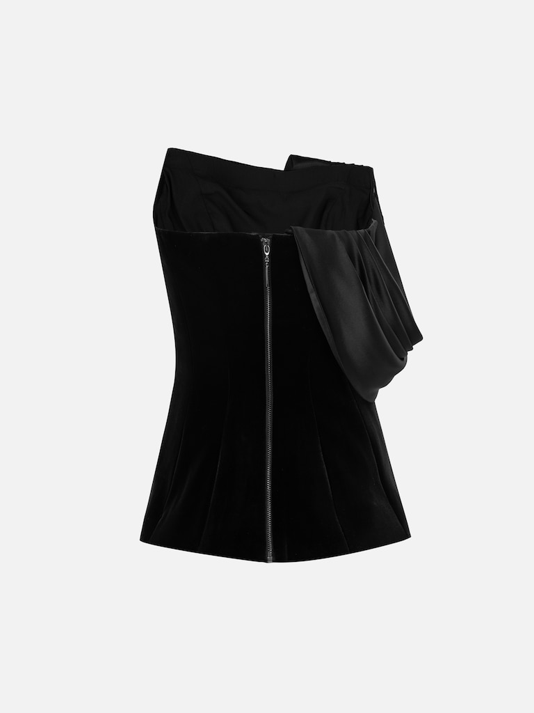 Velvet corset with satin draping