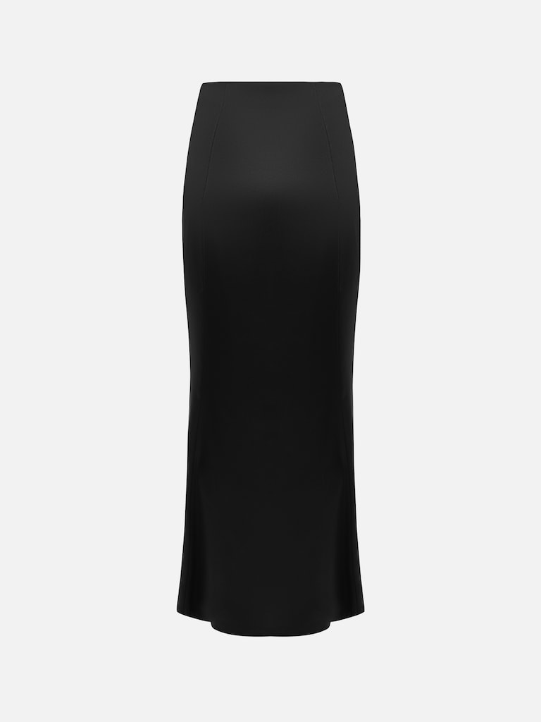 Flared satin maxi skirt