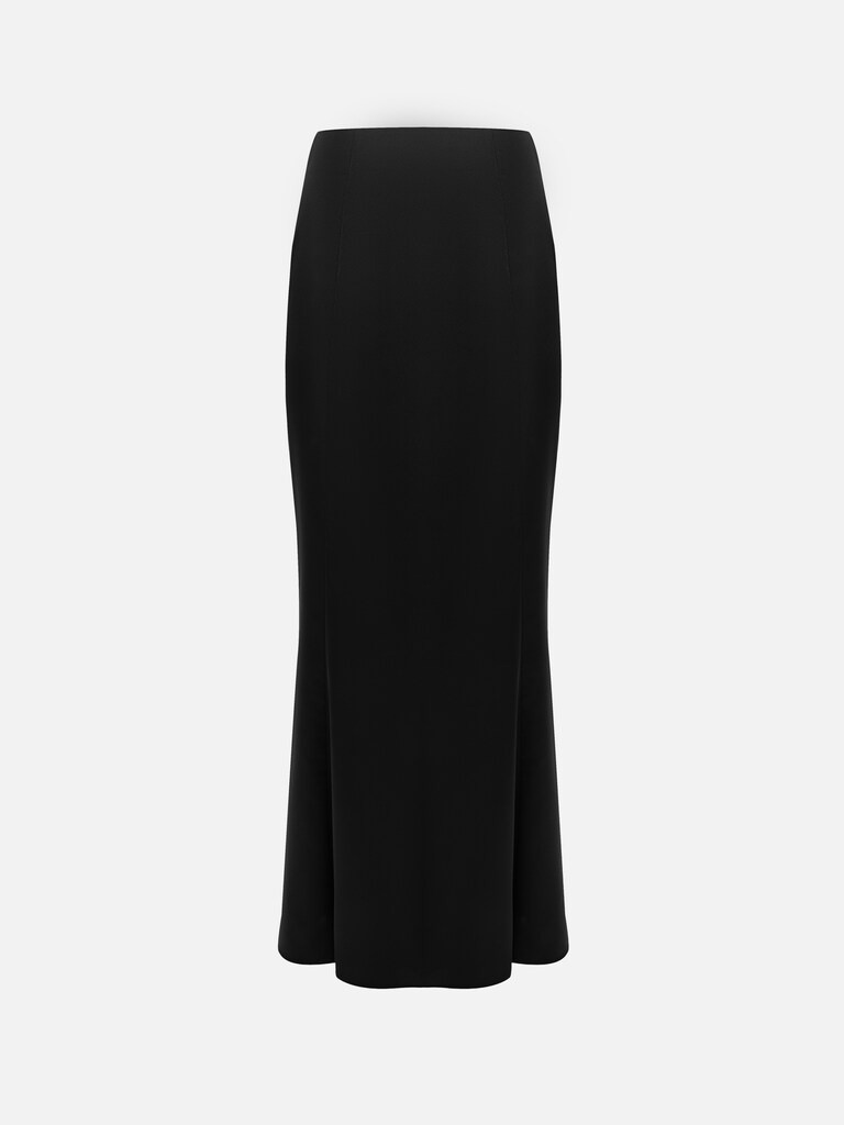 Flared satin maxi skirt