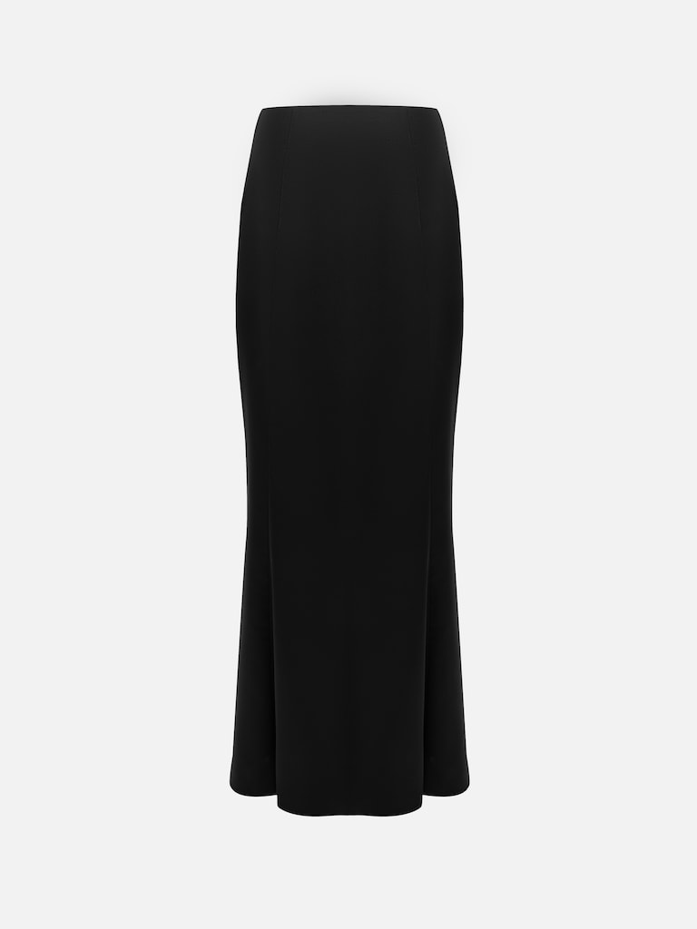 Flared satin maxi skirt