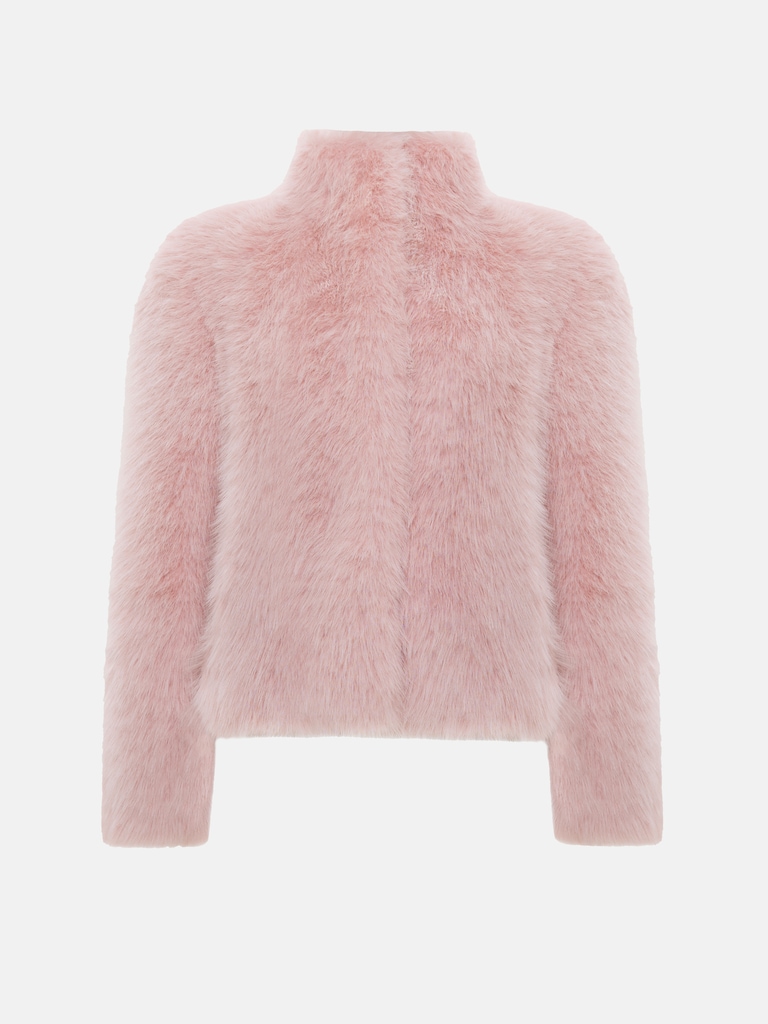 Короткая экошуба с пушистым ворсом