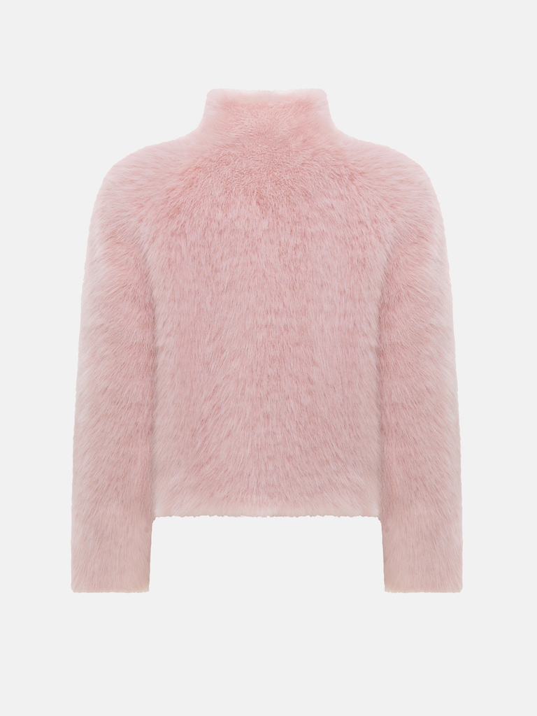 Короткая экошуба с пушистым ворсом