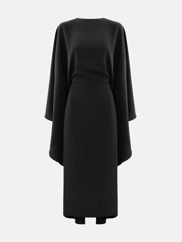 Midi dress with a long train and open back