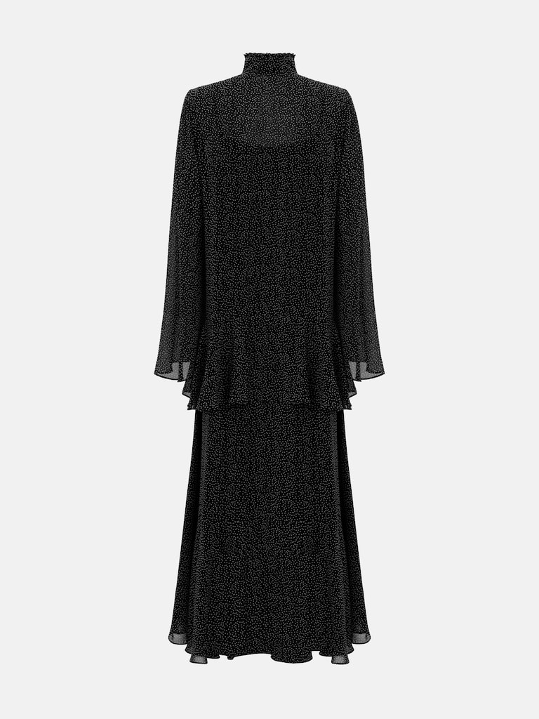 Легкое платье макси с завязками на воротнике