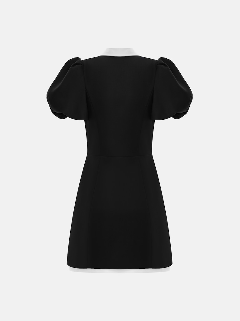 Vintage-style mini dress with puff sleeves