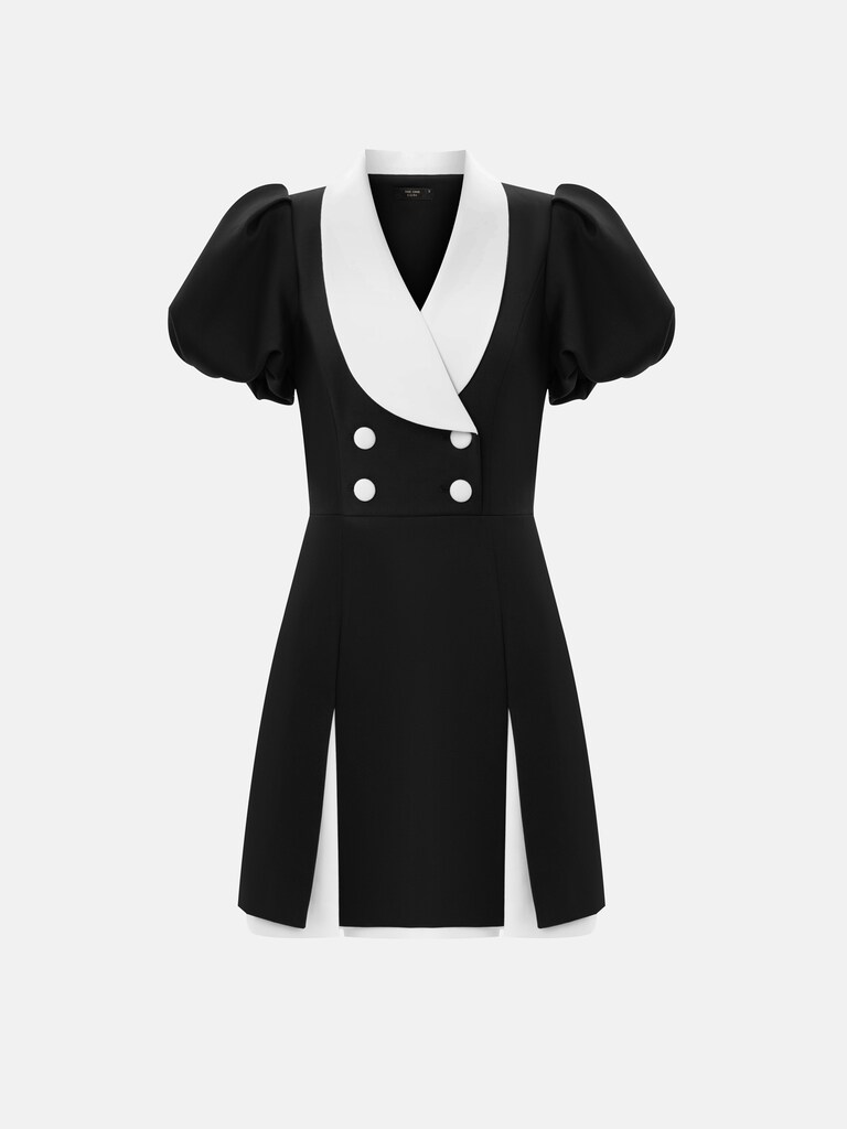 Vintage-style mini dress with puff sleeves