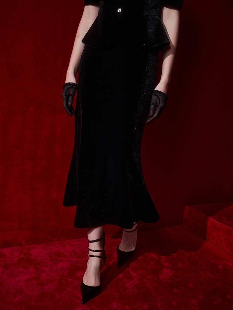 Бархатная юбка миди