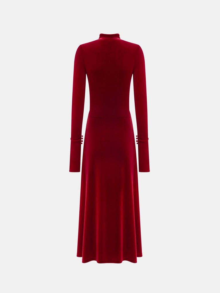 Velvet midi dress with contrasting ties