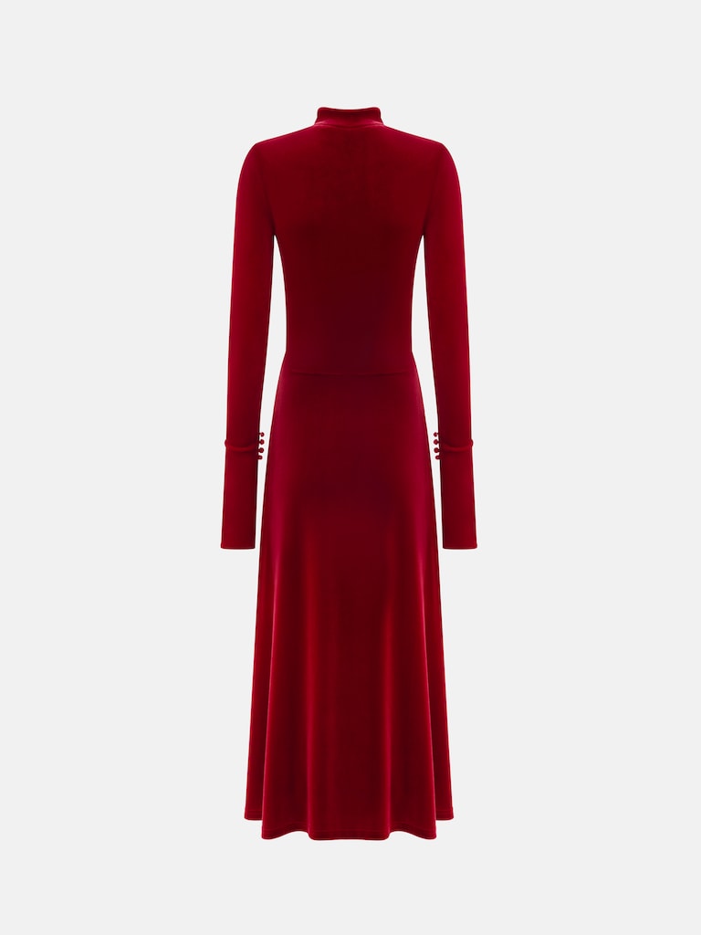 Velvet midi dress with contrasting ties