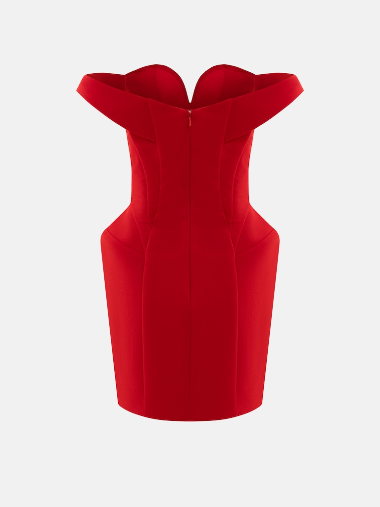 Anspruchsvolles Minikleid mit offenen Schultern und voluminösem Rock