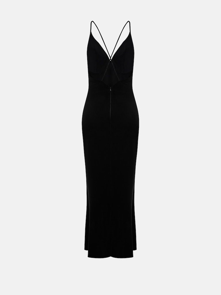 فستان ماكسي مخملي بأشرطة رفيعة