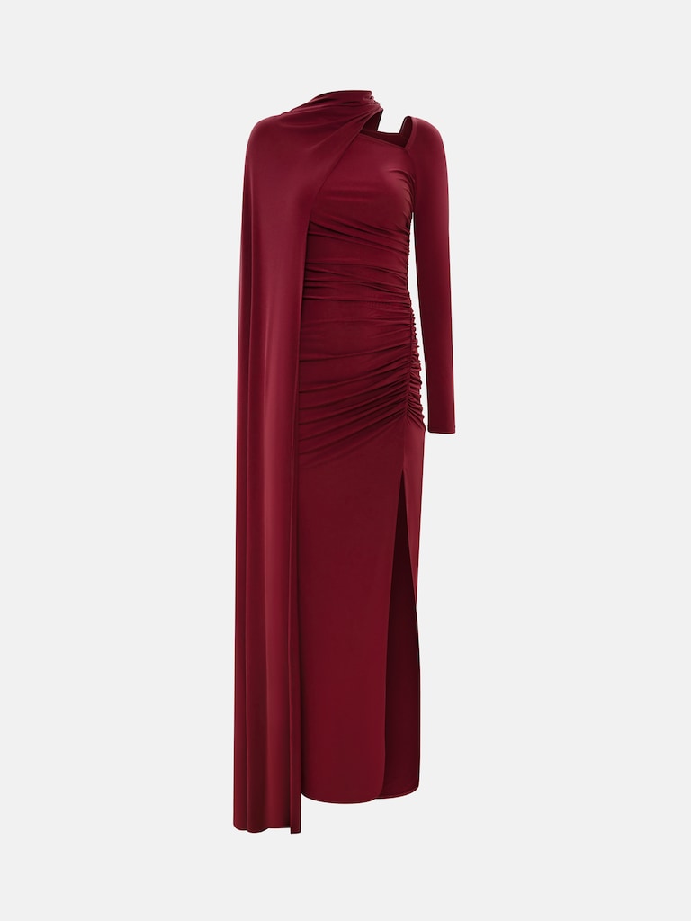 Robe longue en jersey avec cape asymétrique