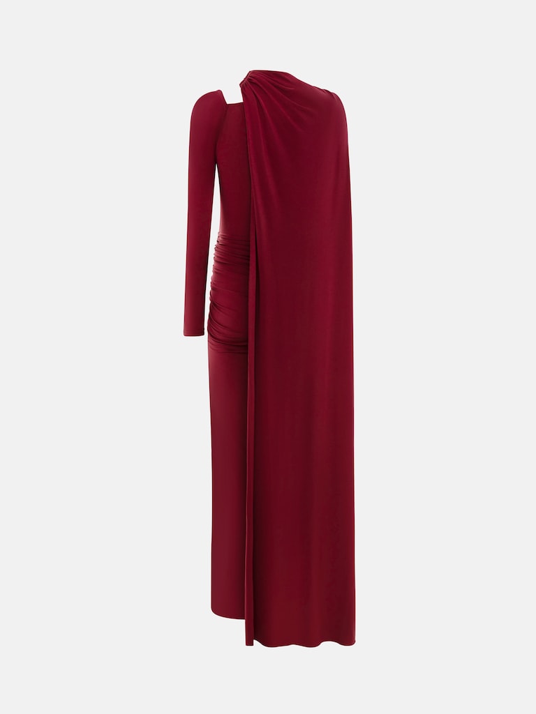 Robe longue en jersey avec cape asymétrique