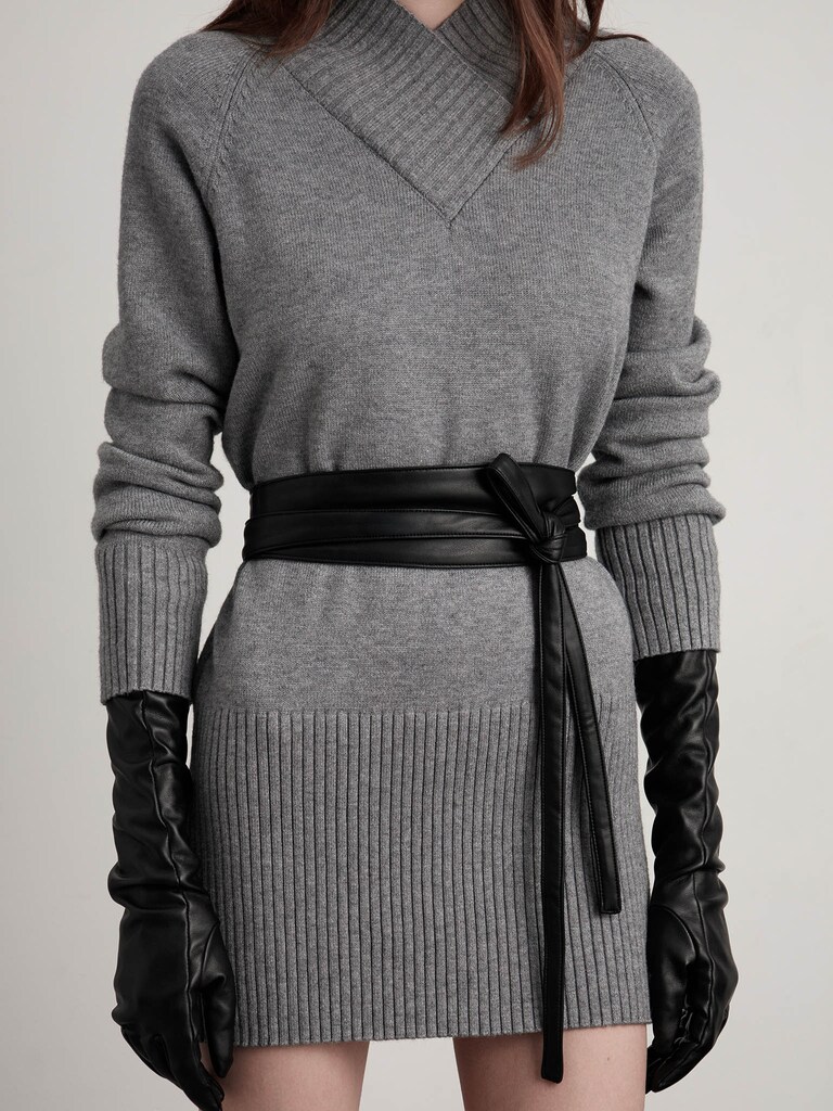 حزام عريض من الجلد البيئي غير اللامع