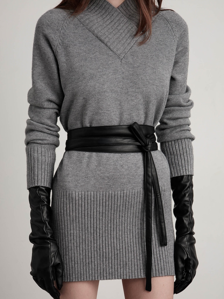 حزام عريض من الجلد البيئي غير اللامع