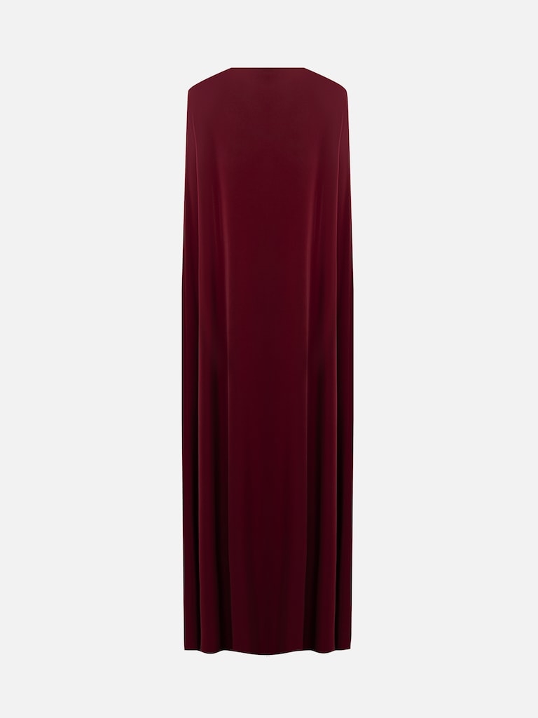 Satin maxi dress with long cape
