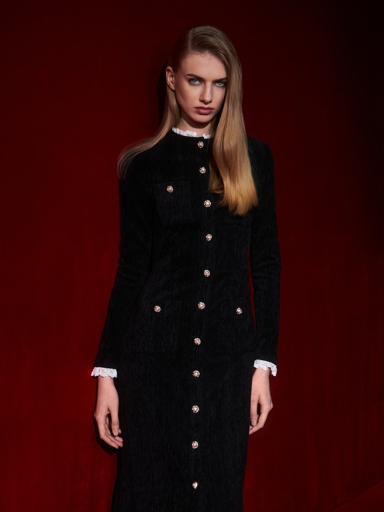 Платье миди из мягкой ткани с крупными пуговицами