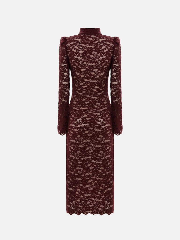 Приталенное платье миди из гипюра