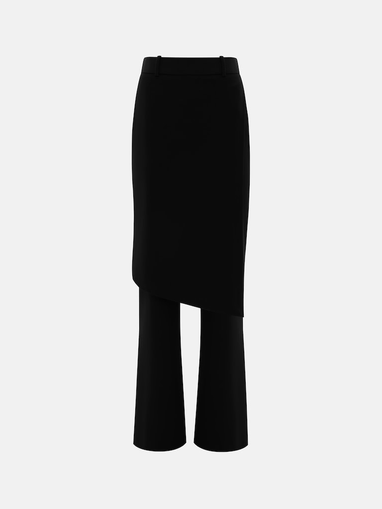 Свободные костюмные брюки с драпировкой на бедрах