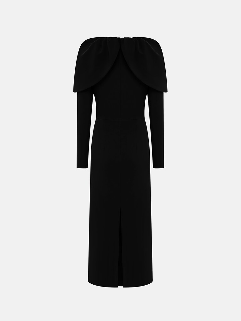 Midi suiting fabric dress with matching cape