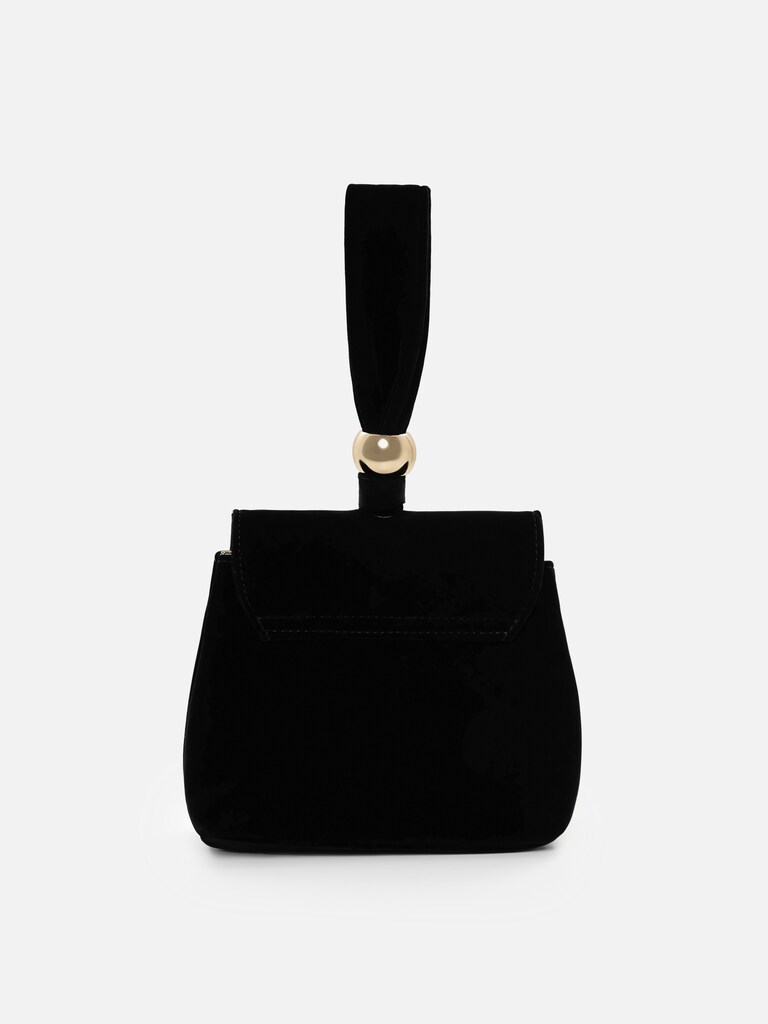 Velvet bag with golden fittings