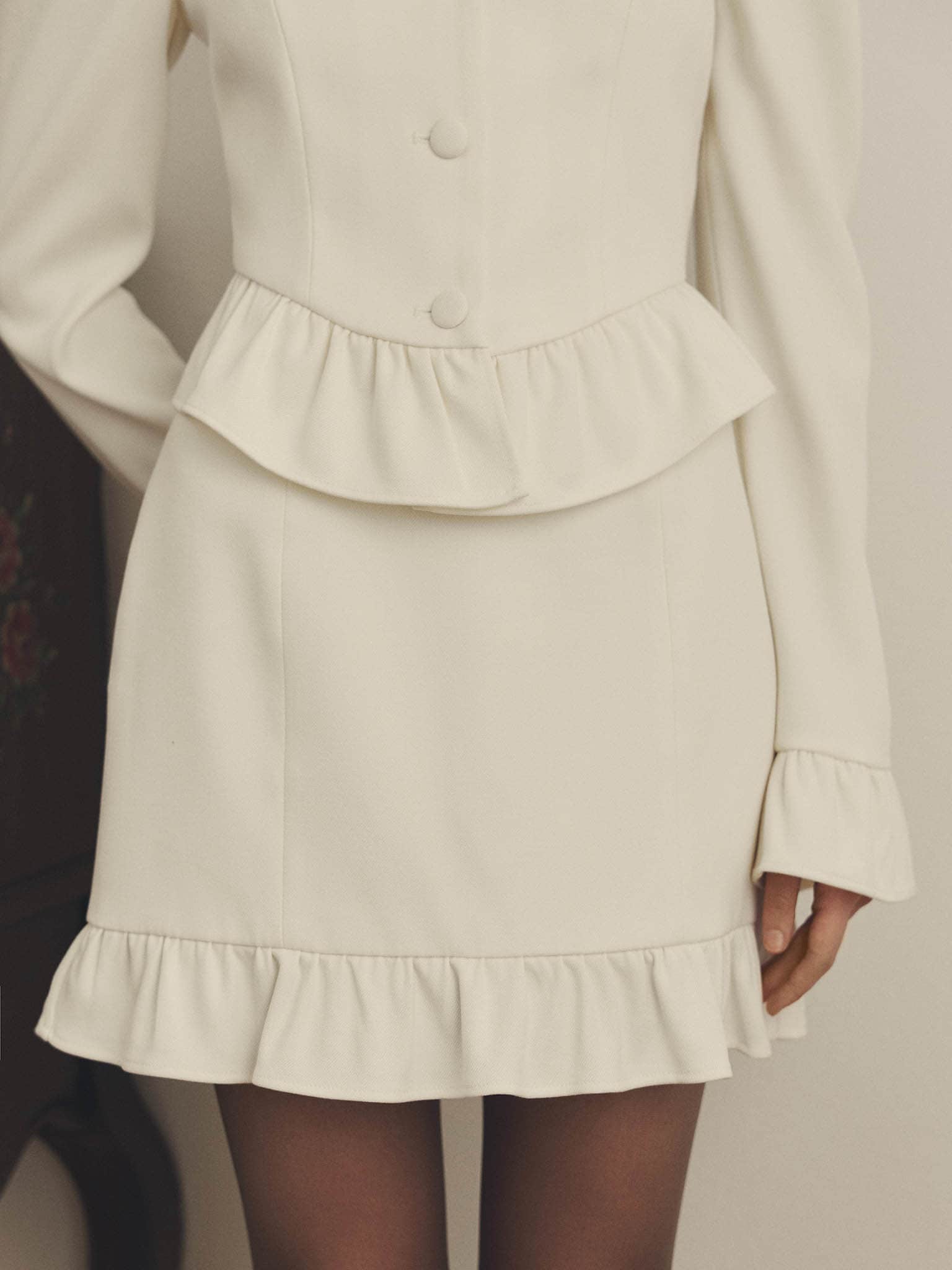 Юбки Lichi Прямая юбка мини с воланом по нижнему краю